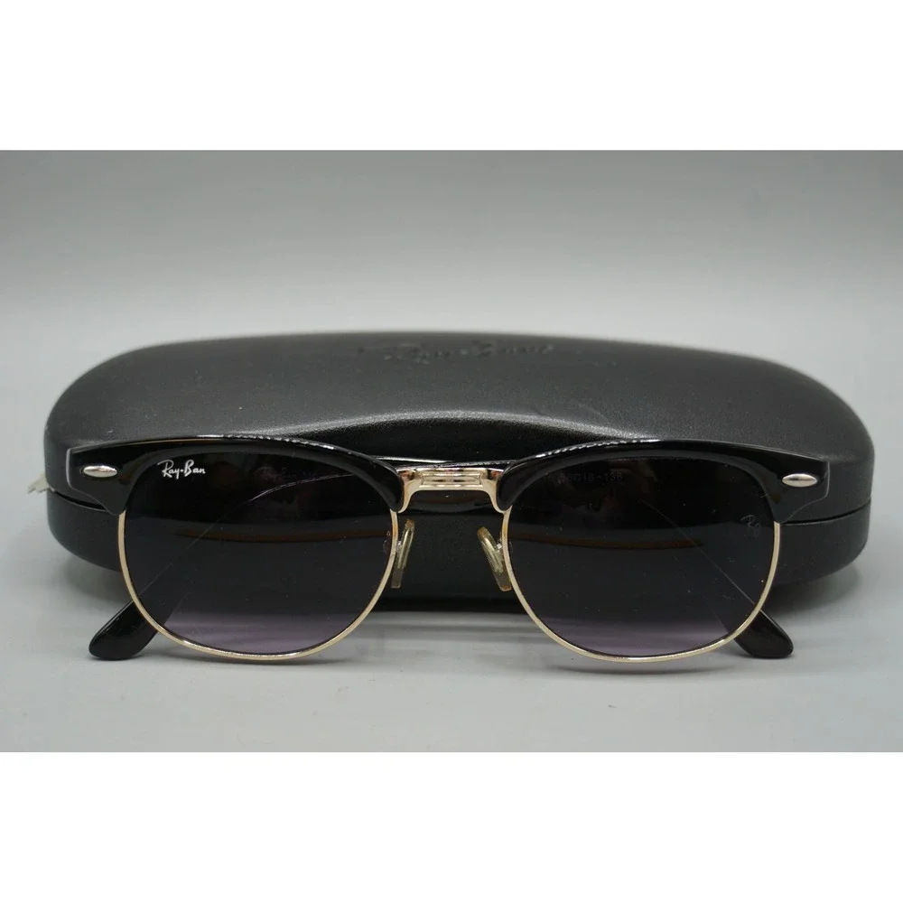 Ray-Ban RB3016 Clubmaster Classic Black Gold Purple Gradient Sunglasses 56mm